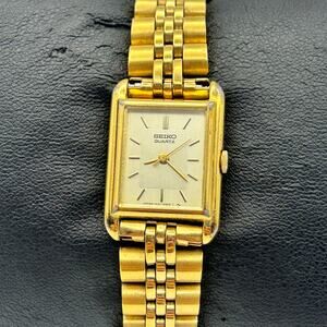 Vintage Seiko 270175 Women's Gold Tone Quartz Tank Watch, Working New Battery